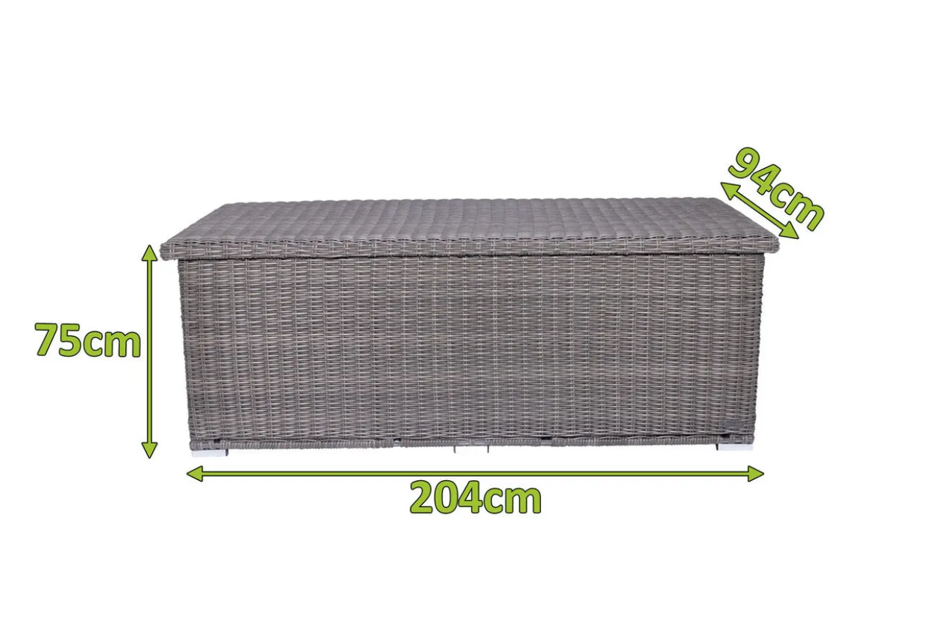 OUTFLEXX Kissenbox L, grau, Polyrattan, 204x94x75cm