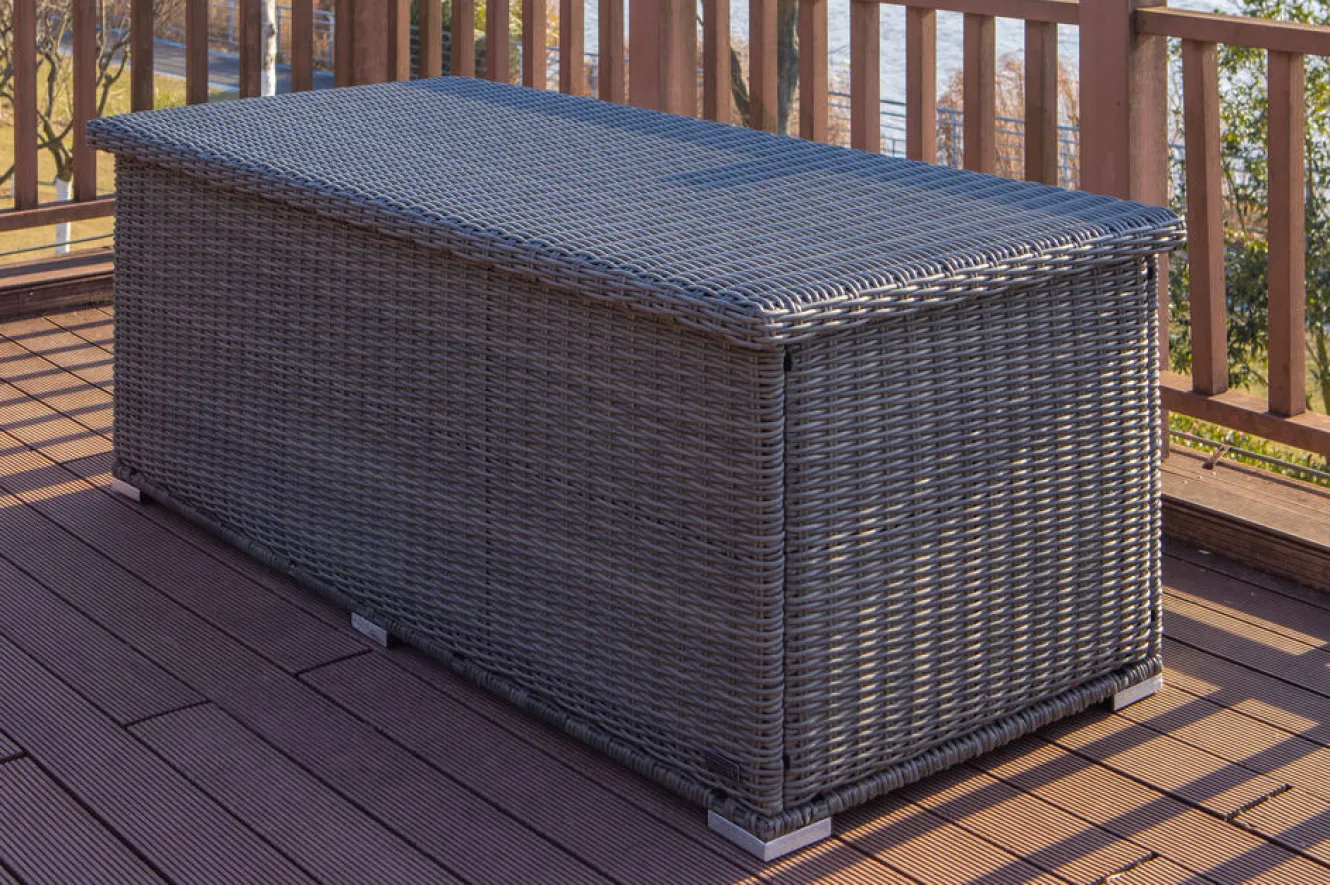 OUTFLEXX Kissenbox L, grau, Polyrattan, 204x94x75cm