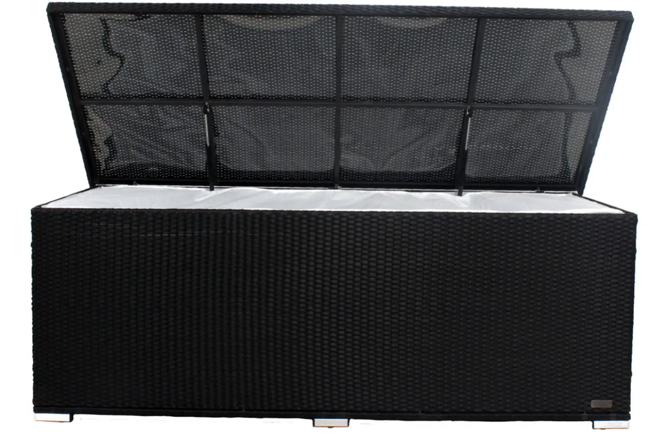 OUTFLEXX Kissenbox, schwarz, Polyrattan, 204x94x75cm