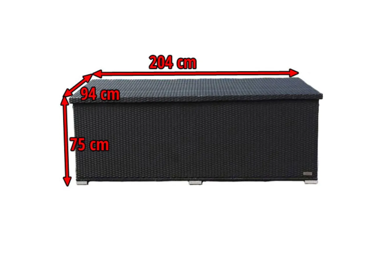 OUTFLEXX Kissenbox, schwarz, Polyrattan, 204x94x75cm