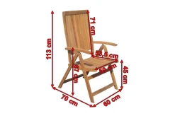 OUTFLEXX Klappsessel, natur, Akazie, 60 x 70 x 113 cm, verstellbar, FSC®-zertifiziertes Produkt