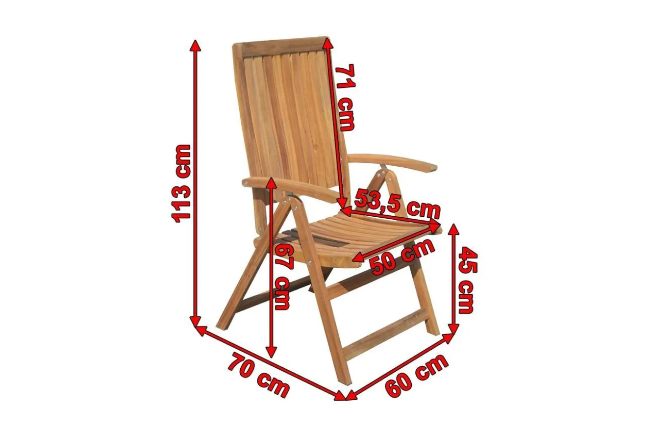 OUTFLEXX Klappsessel, natur, Akazie, 60 x 70 x 113 cm, verstellbar, FSC®-zertifiziertes Produkt