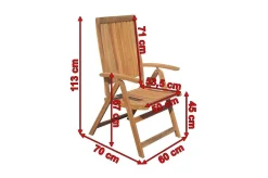 OUTFLEXX Klappsessel, natur, Akazie, 60 x 70 x 113 cm, verstellbar, FSC®-zertifiziertes Produkt