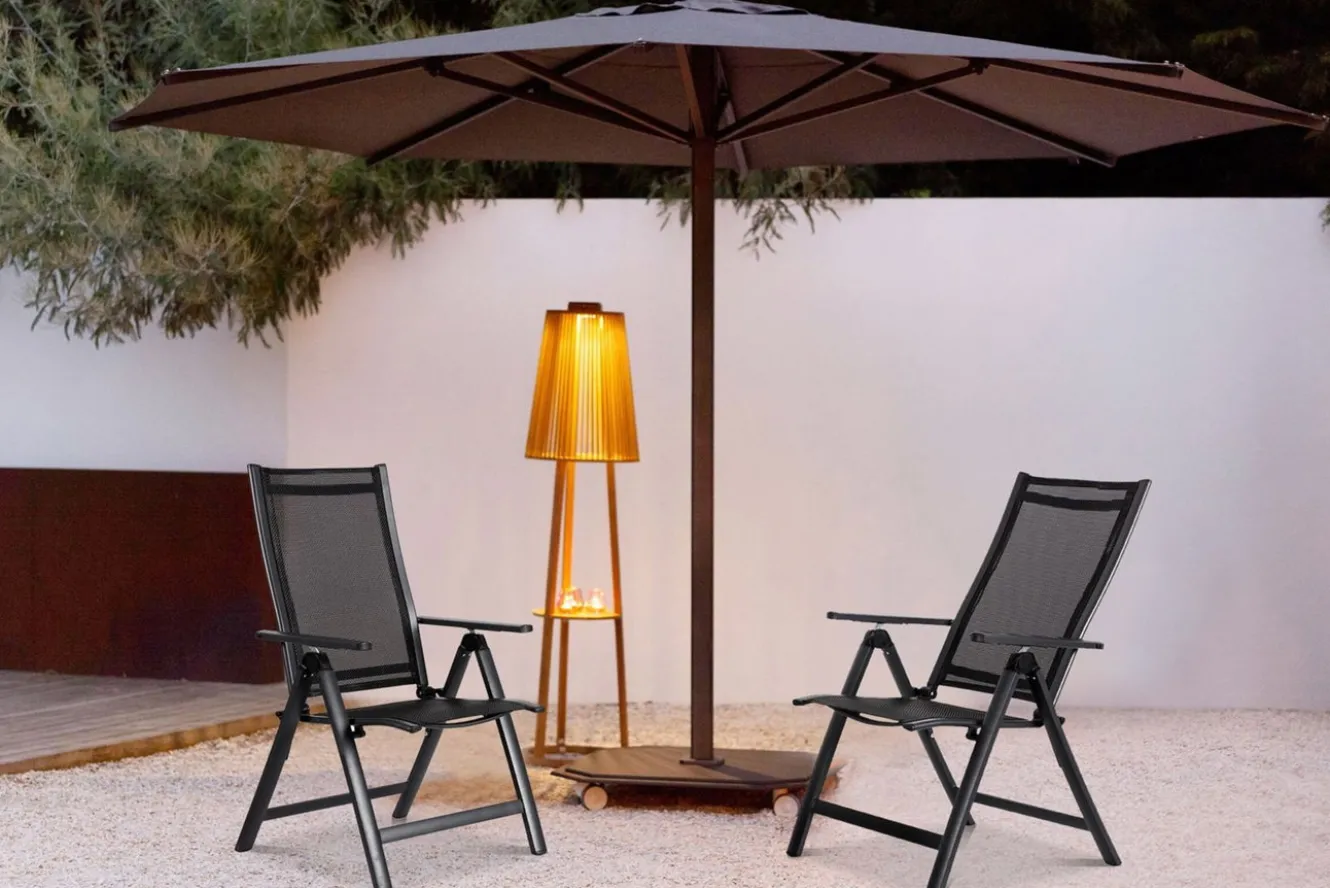 OUTFLEXX Klappstuhl, anthrazit matt/schwarz, Alu/Textilene, 60x70x106cm, 7-fach verstellbar