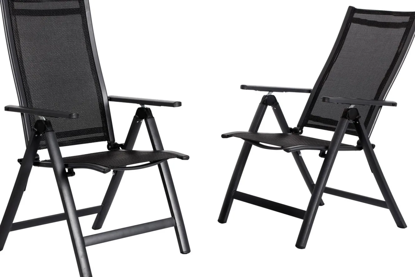 OUTFLEXX Klappstuhl, anthrazit matt/schwarz, Alu/Textilene, 60x70x106cm, 7-fach verstellbar