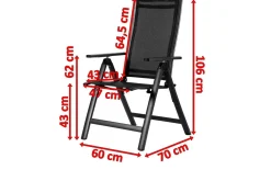 OUTFLEXX Klappstuhl, anthrazit matt/schwarz, Alu/Textilene, 60x70x106cm, 7-fach verstellbar