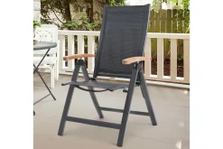 OUTFLEXX Klappstuhl, anthrazit matt, Aluminium/Teak, 69x59x106cm