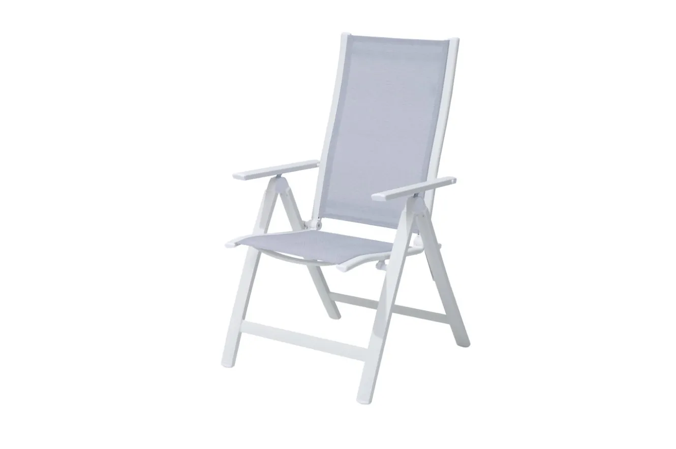 OUTFLEXX Klappstuhl, creme/weiß, Aluminium, 7-fach verstellbar, witterungsbeständig, hohe Belastbarkeit