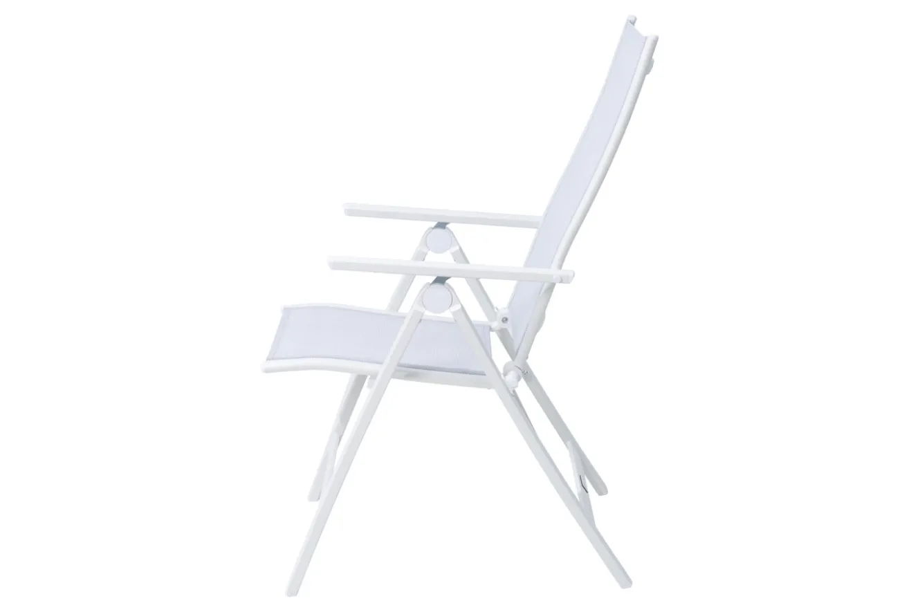 OUTFLEXX Klappstuhl, creme/weiß, Aluminium, 7-fach verstellbar, witterungsbeständig, hohe Belastbarkeit
