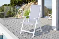 OUTFLEXX Klappstuhl, creme/weiß, Aluminium, 7-fach verstellbar, witterungsbeständig, hohe Belastbarkeit