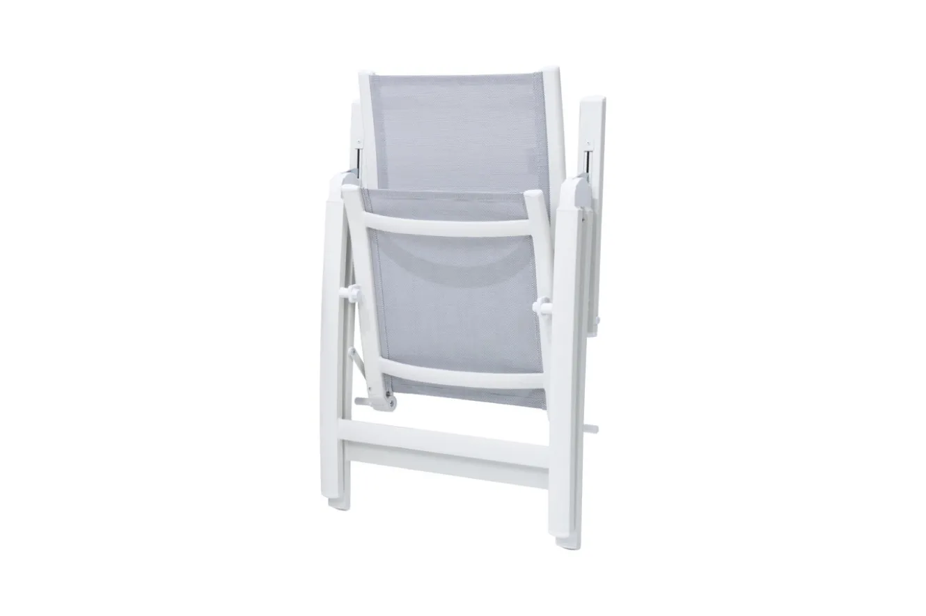 OUTFLEXX Klappstuhl, creme/weiß, Aluminium, 7-fach verstellbar, witterungsbeständig, hohe Belastbarkeit