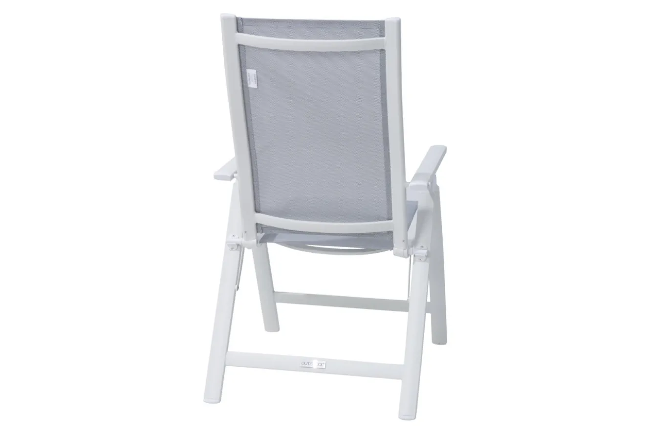 OUTFLEXX Klappstuhl, creme/weiß, Aluminium, 7-fach verstellbar, witterungsbeständig, hohe Belastbarkeit