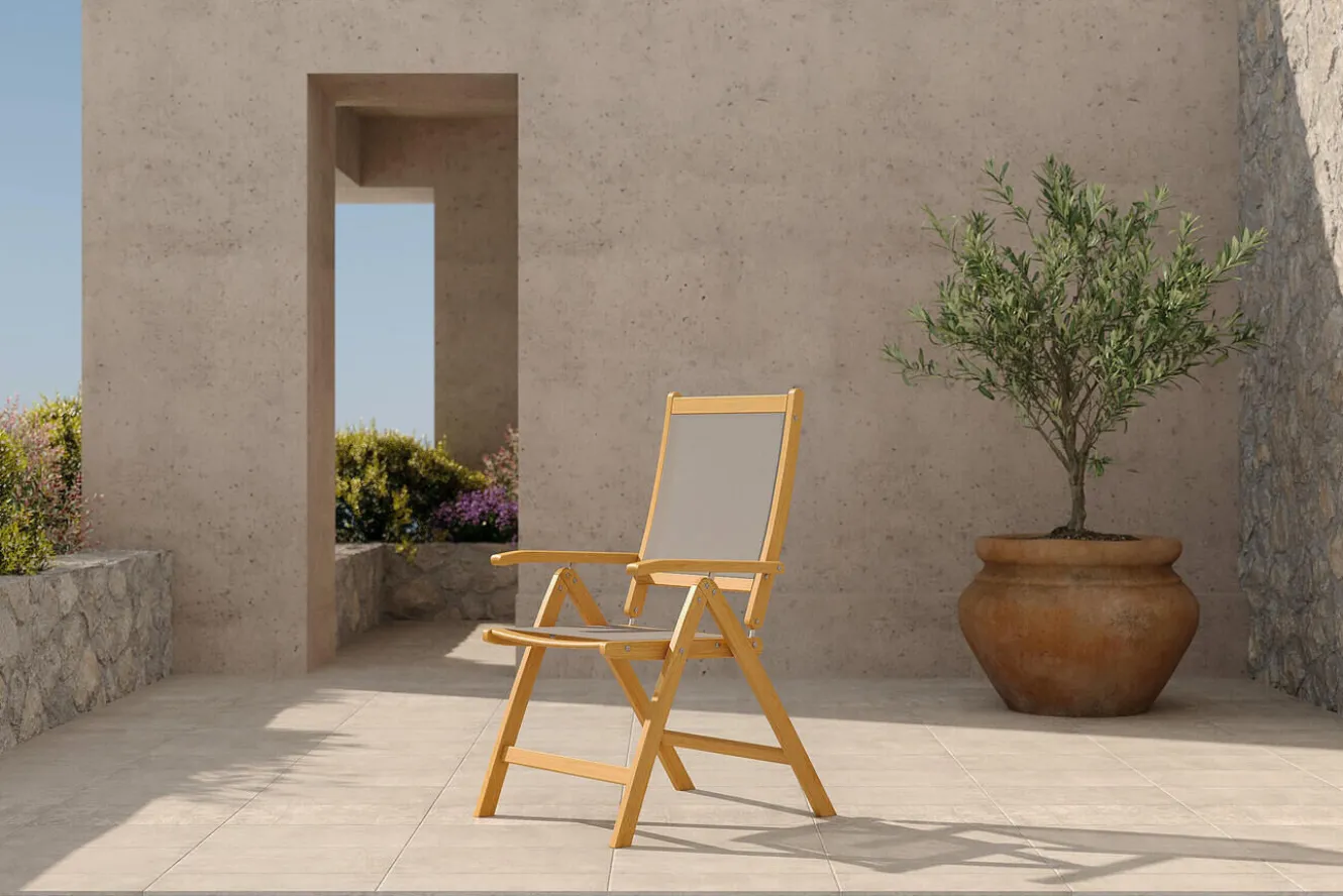 OUTFLEXX Klappstuhl, 5-fach verstellbar, Akazie FSC®-zertifiziert, 60x71x107cm