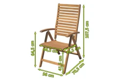 OUTFLEXX Klappstuhl, natur, Akazie, 70 x 55 x 105 cm, naturbelassen, 5-fach verstellbar, FSC®-zertifiziertes Produkt