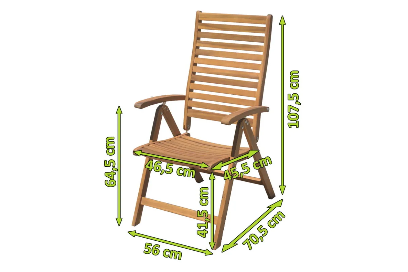 OUTFLEXX Klappstuhl, natur, Akazie, 70 x 55 x 105 cm, naturbelassen, 5-fach verstellbar, FSC®-zertifiziertes Produkt