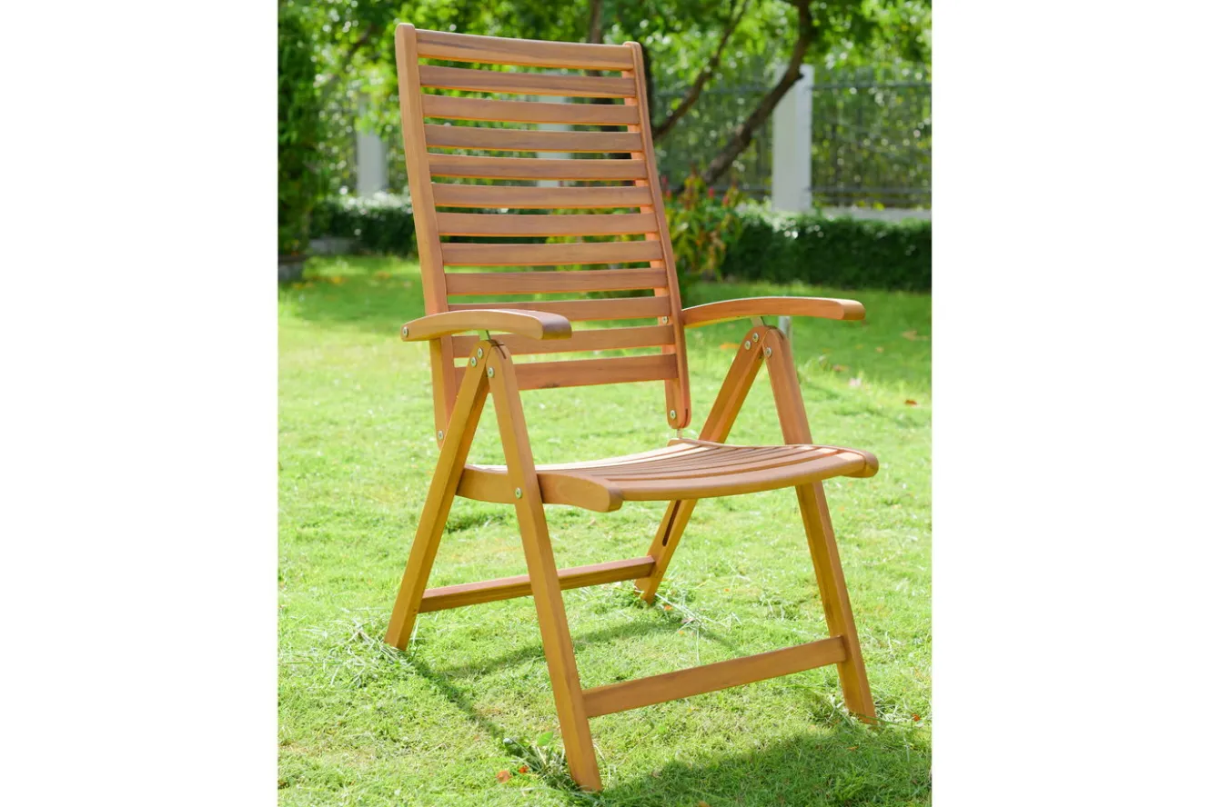 OUTFLEXX Klappstuhl, natur, Akazie, 70 x 55 x 105 cm, naturbelassen, 5-fach verstellbar, FSC®-zertifiziertes Produkt