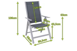 OUTFLEXX Klappstuhl, silber/anthrazit, Alu/Textilene, 70x58x106cm