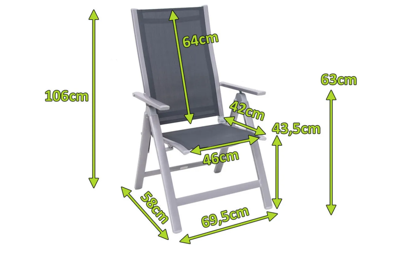 OUTFLEXX Klappstuhl, silber/anthrazit, Alu/Textilene, 70x58x106cm