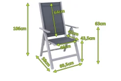 OUTFLEXX Klappstuhl, silber/anthrazit, Alu/Textilene, 70x58x106cm