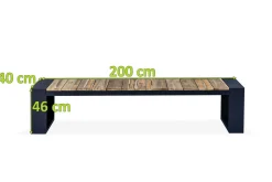 OUTFLEXX Kona Bank, dark grey/natur, Alu/recyceltes Teak, 200x40x45cm, rustikal gebürstet, U-Gestell, FSC®-zertifiziertes Produkt