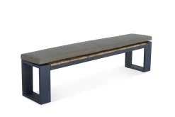 OUTFLEXX Kona Bank, dark grey/natur, Alu/recyceltes Teak, 200x40x45cm, rustikal gebürstet, U-Gestell, FSC®-zertifiziertes Produkt