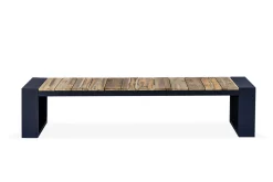 OUTFLEXX Kona Bank, dark grey/natur, Alu/recyceltes Teak, 200x40x45cm, rustikal gebürstet, U-Gestell, FSC®-zertifiziertes Produkt