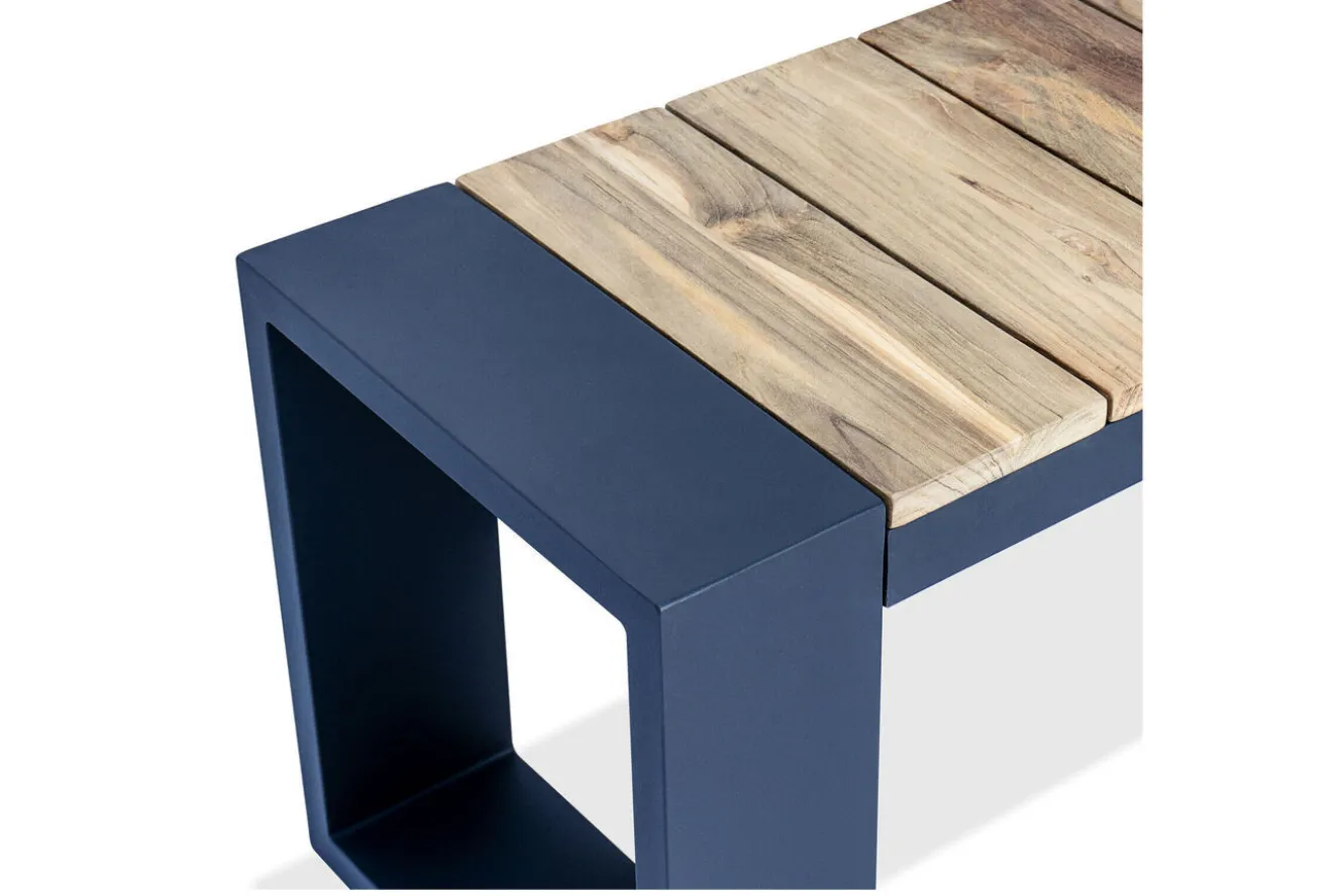 OUTFLEXX Kona Bank, dark grey/natur, Alu/recyceltes Teak, 240x40x45cm, rustikal gebürstet, U-Gestell, FSC®-zertifiziertes Produkt