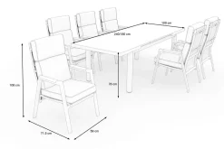 OUTFLEXX Korba Garten-Essgruppe, 6 Personen, ausziehbarer Tisch 180–240 cm, Aluminium/Teak, inkl. Polster
