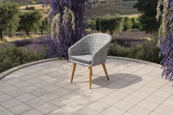OUTFLEXX Kota Cocktail-Sessel, grau-meliert, Akazie/Polyrattan, 60x65x84 cm, inkl. Auflage, FSC®-zertifiziertes Produkt