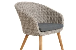 OUTFLEXX Kota Garten-Essgruppe, grau/natur, Akazie/Polyrattan/Alu, Ausziehbarer Tisch 180/220/260 x 100 cm, 8 Sessel, FSC®-zertifiziertes Produkt