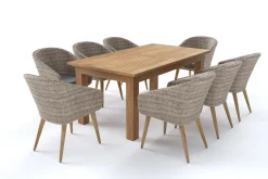 OUTFLEXX Kota Garten-Essgruppe, grau/natur, Akazie/Polyrattan/Alu, Ausziehbarer Tisch 180/220/260 x 100 cm, 8 Sessel, FSC®-zertifiziertes Produkt
