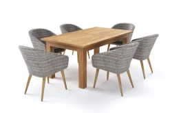OUTFLEXX Kota Garten-Essgruppe, 6 Personen, ausziehbarer Tisch 180–260 cm, Akazie FSC®-zertifiziert/Polyrattan