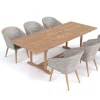 OUTFLEXX Kota Garten-Essgruppe, grau/natur, Akazie/Polyrattan/Alu, Ausziehbar, 180/240 x 100 cm Tisch, 6 Sessel, FSC®-zertifiziertes Produkt