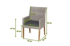 OUTFLEXX Kota Landhaussessel, grau-meliert, Alu/Akazie/Polyrattan, 60x65x94 cm, inkl. Auflagen, FSC®-zertifiziertes Produkt