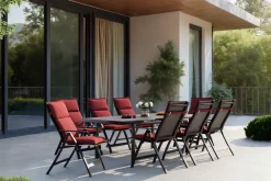 OUTFLEXX Lagos Garten-Essgruppe, 8 Personen, inkl. Auflagen, ausziehbar, 180-240cm, Alu/Textilene