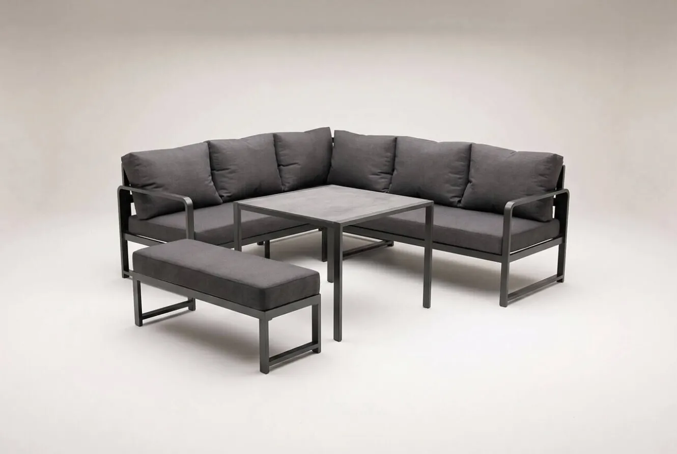 OUTFLEXX Laguna Gartenlounge, dunkelgrau, Aluminium/Polyester, pulverbeschichtet
