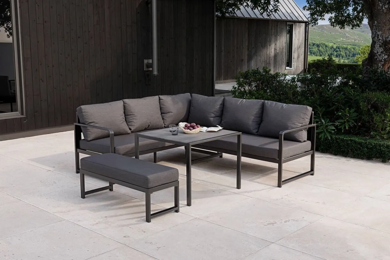 OUTFLEXX Laguna Gartenlounge, dunkelgrau, Aluminium/Polyester, pulverbeschichtet