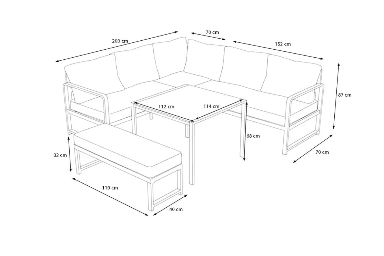 OUTFLEXX Laguna Gartenlounge, dunkelgrau, Aluminium/Polyester, pulverbeschichtet