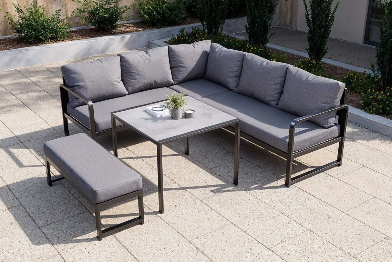 OUTFLEXX Laguna Gartenlounge, dunkelgrau, Aluminium/Polyester, pulverbeschichtet
