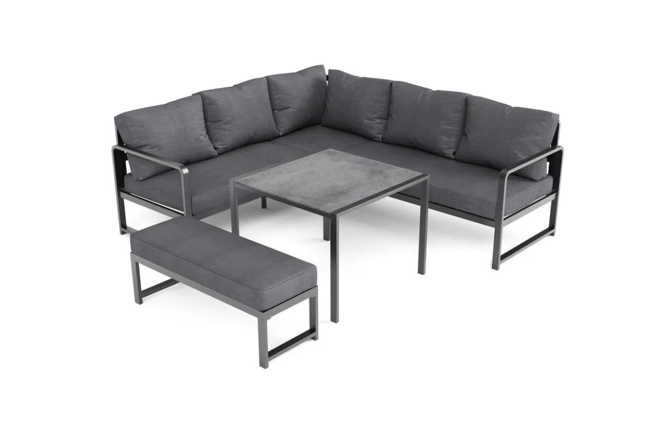OUTFLEXX Laguna Gartenlounge, dunkelgrau, Aluminium/Polyester, pulverbeschichtet