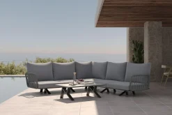 OUTFLEXX Laguna Gartenlounge, anthrazit/grau, Aluminium/Rope-Geflecht, pulverbeschichtet, inkl. Kissen