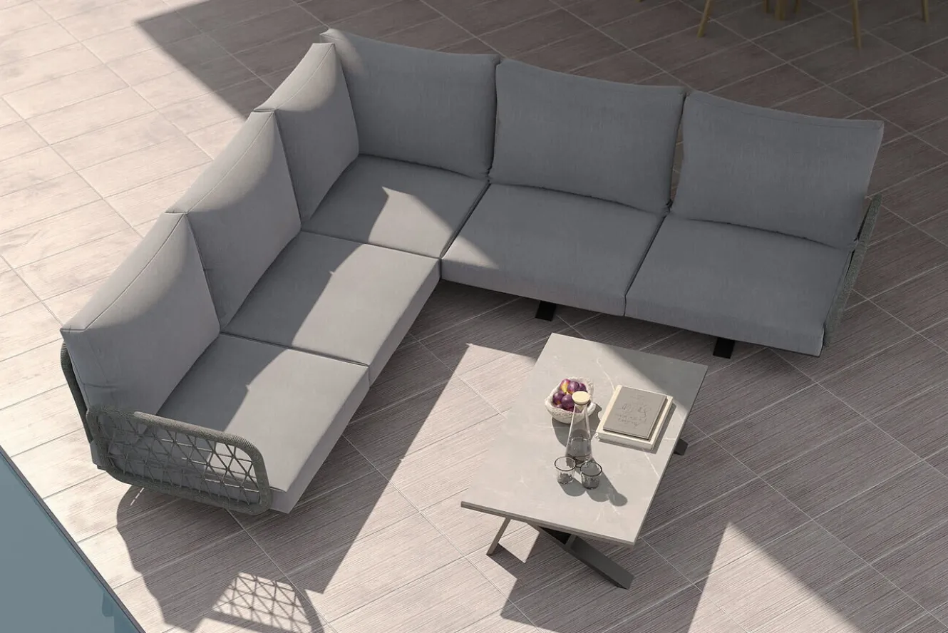 OUTFLEXX Laguna Gartenlounge, anthrazit/grau, Aluminium/Rope-Geflecht, pulverbeschichtet, inkl. Kissen