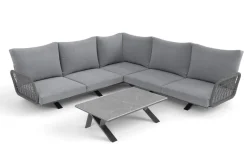 OUTFLEXX Laguna Gartenlounge, anthrazit/grau, Aluminium/Rope-Geflecht, pulverbeschichtet, inkl. Kissen