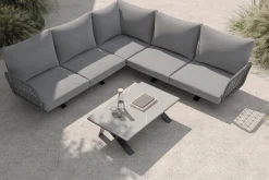 OUTFLEXX Laguna Gartenlounge, anthrazit/grau, Aluminium/Rope-Geflecht, pulverbeschichtet, inkl. Kissen