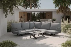OUTFLEXX Laguna Gartenlounge, anthrazit/grau, Aluminium/Rope-Geflecht, pulverbeschichtet, inkl. Kissen