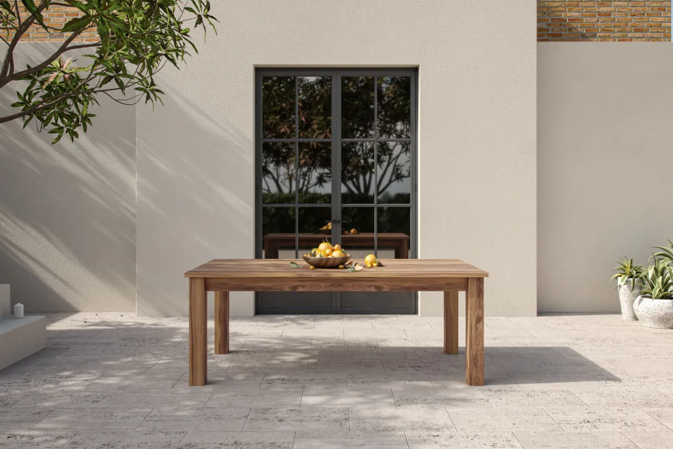 OUTFLEXX Laredo Loft Esstisch, Akazie in Teakoptik, 200 x 100 cm, gebürstet, witterungsbeständig, hohe Belastbarkeit, FSC®-zertifiziertes Produkt