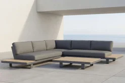 OUTFLEXX Las Vegas Ecklounge, anthrazit/grau, Alu/Teak, 5 Personen, Tisch 130x95 cm, FSC®-zertifiziertes Produkt