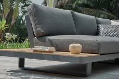 OUTFLEXX Las Vegas Ecklounge, anthrazit/grau, Alu/Teak, 5 Personen, Tisch 130x95 cm, FSC®-zertifiziertes Produkt