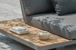 OUTFLEXX Las Vegas Ecklounge, anthrazit/grau, Alu/Teak, 5 Personen, Tisch 130x95 cm, FSC®-zertifiziertes Produkt