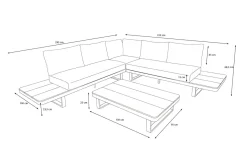 OUTFLEXX Las Vegas Ecklounge, anthrazit/grau, Alu/Teak, 5 Personen, Tisch 130x95 cm, FSC®-zertifiziertes Produkt